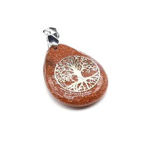 Pendentif Boule Pierre Naturelle Arbre de Vie