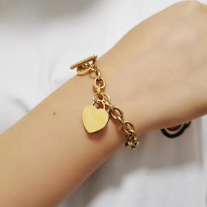 Bracelet Coeur Gourmette Femme or