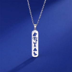 Collier Pendentif Cartouche Hiéroglyphes Egypteargent style 2