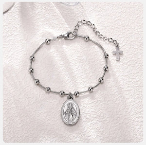 Bracelet Vierge Marie Gourmette Chrétienne argent