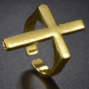 Bague Croix Homme Chevalière or