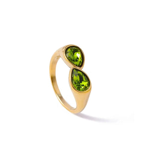 Bague Anneau Goutte d'Eau Perle Colorée vert