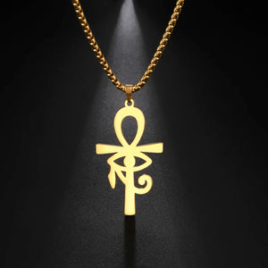 Collier Pendentif Style Egyptien Croix D'Ankh or