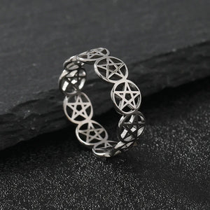 Bague Pentacle Sorcellerie Femme Anneau Wiccan argent