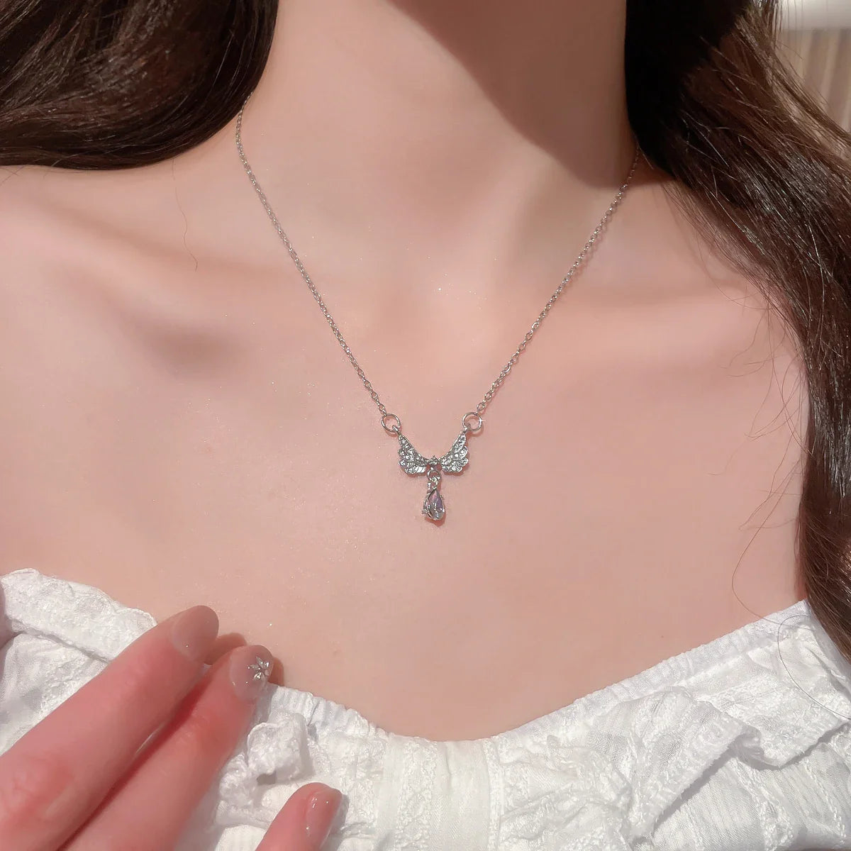 Halsketting met engelenvleugelhanger