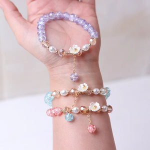 Bracelet Gourmette Fleur en Crystal multicolore