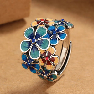 Bague Anneau Fleurs Colorées