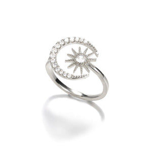 Bague Lune Femme Anneau Astres soleil argent