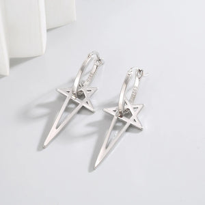 Boucles d'Oreilles Pentacle Longues Sorcellerie Wiccan Femme