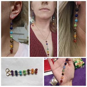 Boucles d'Oreilles Pendantes 7 Chakras Femme