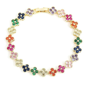 Bracelet Gourmette Fleurs de Marguerite Colorées or