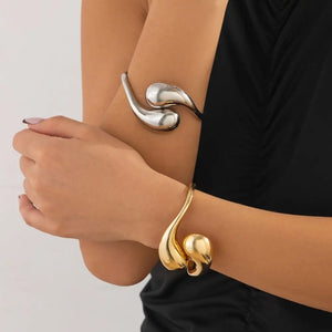 Bracelet Gourmette Grandes Gouttes d'Eau Asymétriques argent