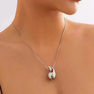 Collier Pendentif Grande Goutte d'Eau Elégante argent