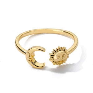 Bague Lune Soleil Astres Femme or