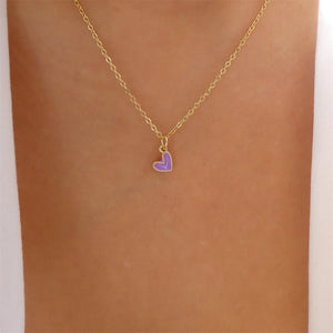 Collier Pendentif Petit Coeur Ras-de-Cou lilas