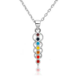 Collier Pendentif Pierres 7 Chakras Femme