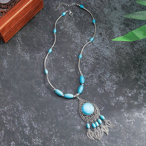 Collier Pendentif Ethnique Turquoise