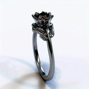 Bague Anneau Fleur Noire