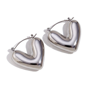 Boucles d'Oreilles Créoles Coeur argent