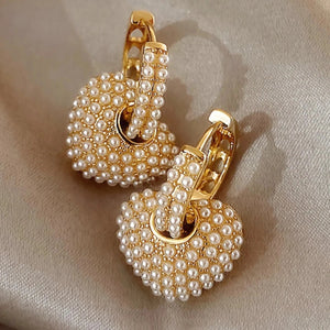 Boucles d'Oreilles Créoles Coeur en Strass