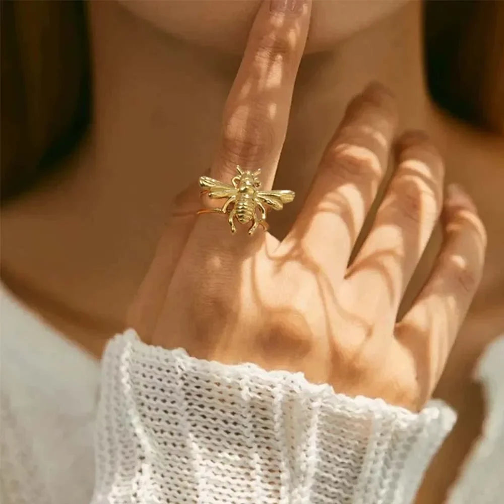 Bijenring voor dames goud