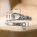 Verstelbare ring met verouderde look en twee maanstenen