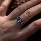 Verstelbare ring "Zeekristal" in aquamarijn 
