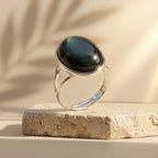 Bague ajustable "éveil de L'âme" en obsidienne oeil céleste