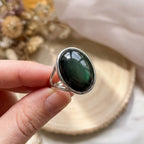 Bague ajustable "éveil de L'âme" en obsidienne oeil céleste