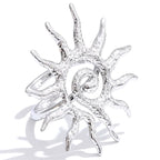 Bague ajustable grand soleil argent