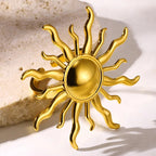 Bague ajustable grand soleil aux rayons ondulés