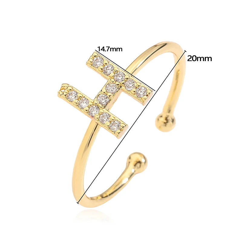 Verstelbare gepersonaliseerde ring met initiaal