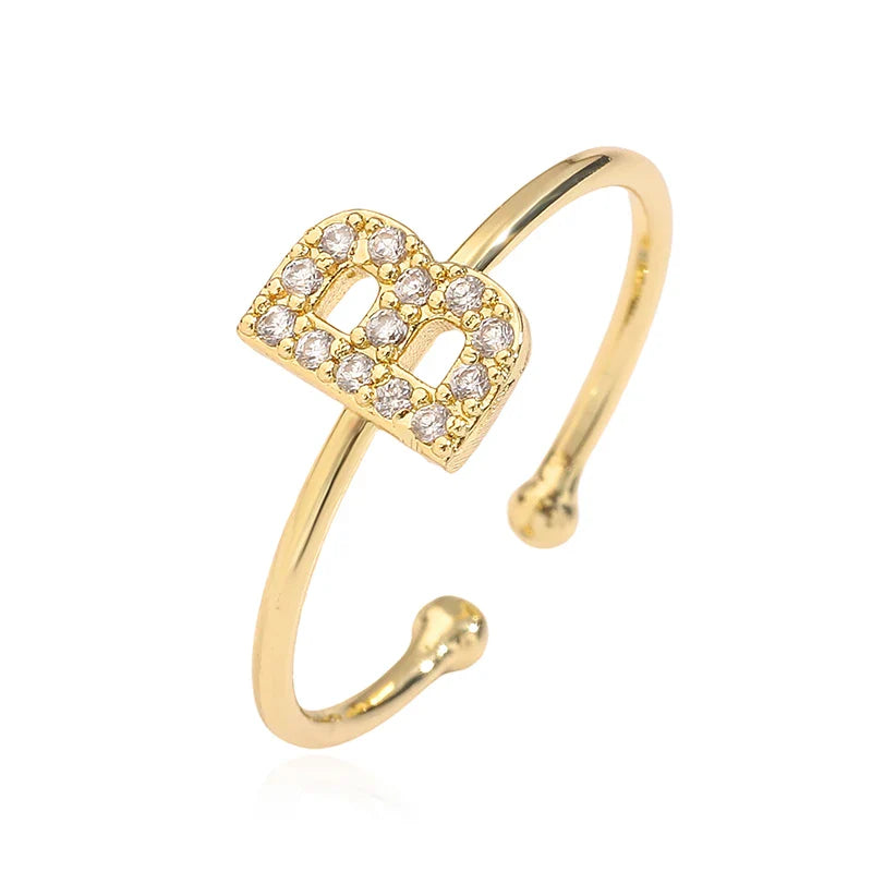 Verstelbare gepersonaliseerde ring met initiaal b