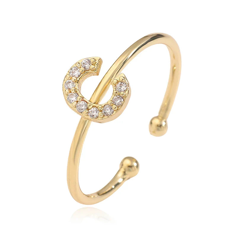 Verstelbare gepersonaliseerde ring met initiaal c