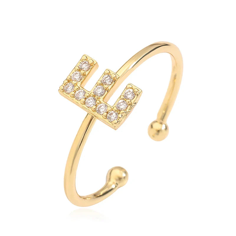 Verstelbare gepersonaliseerde ring met initiaal e