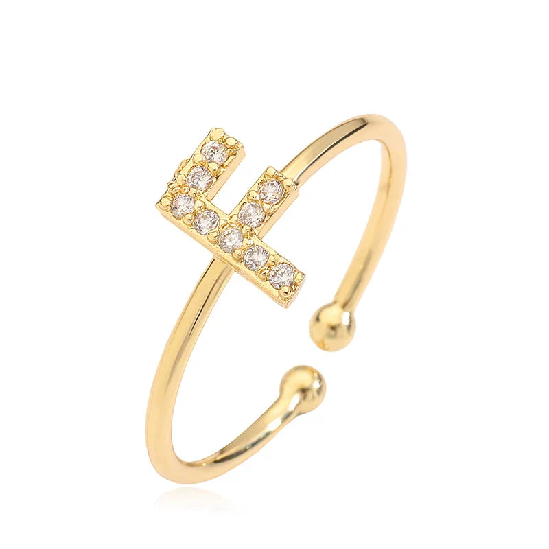 Verstelbare gepersonaliseerde ring met initiaal f