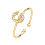 Verstelbare gepersonaliseerde ring met initiaal g