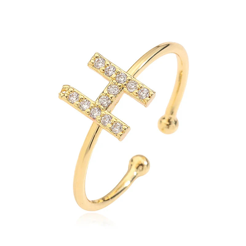 Verstelbare gepersonaliseerde ring met initiaal h