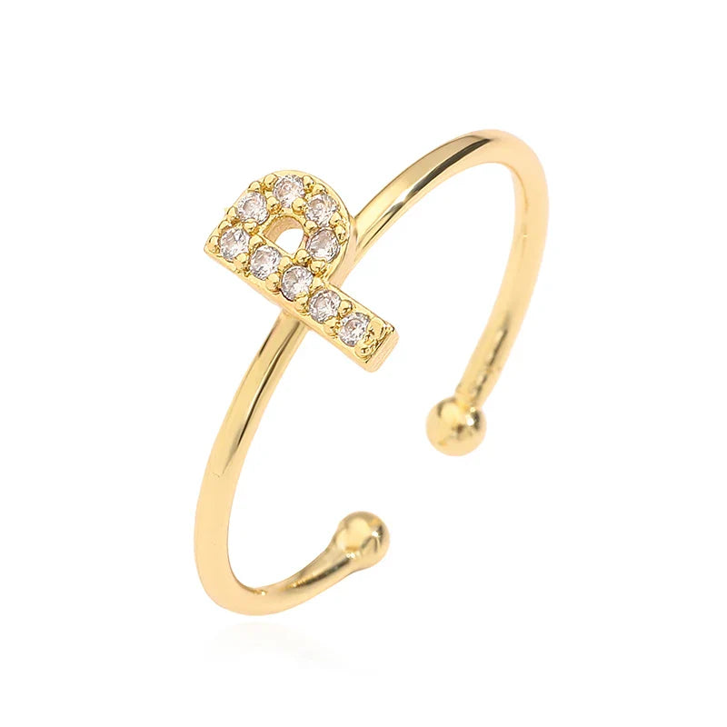 Verstelbare gepersonaliseerde ring met initiaal p