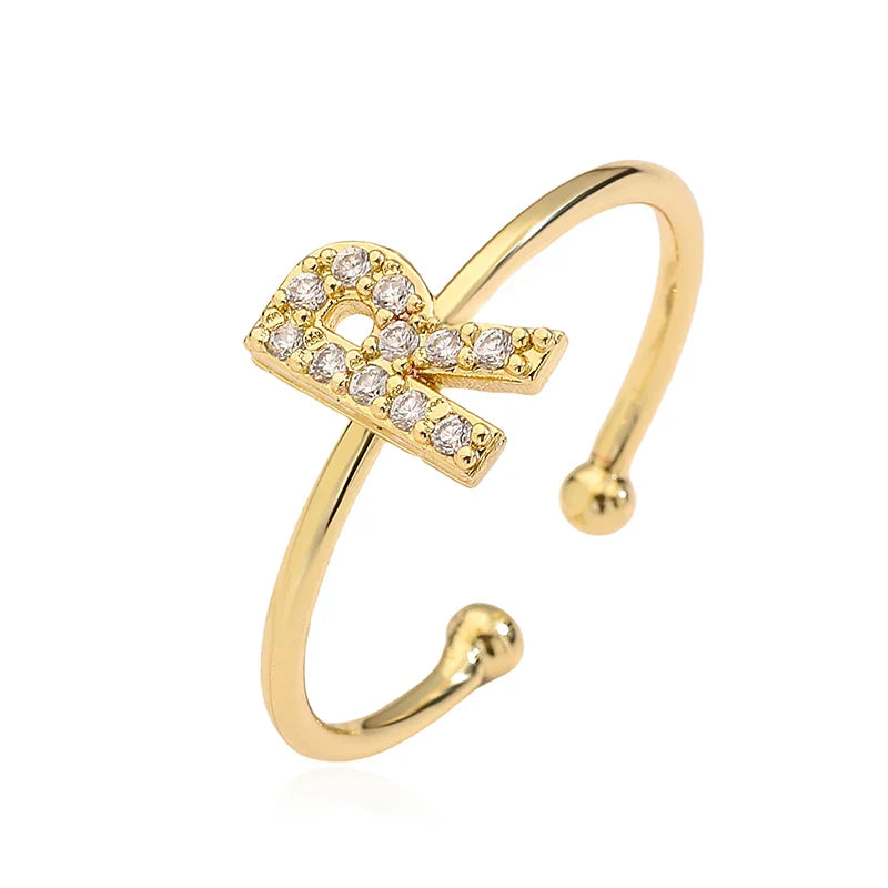 Verstelbare gepersonaliseerde ring met initiaal r