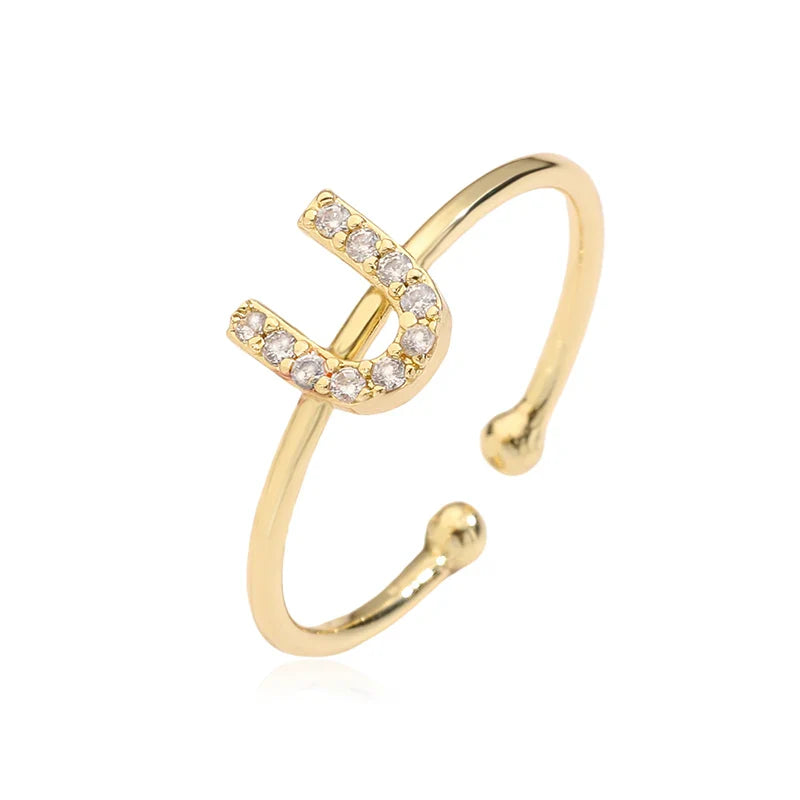 Verstelbare gepersonaliseerde ring met initiaal u