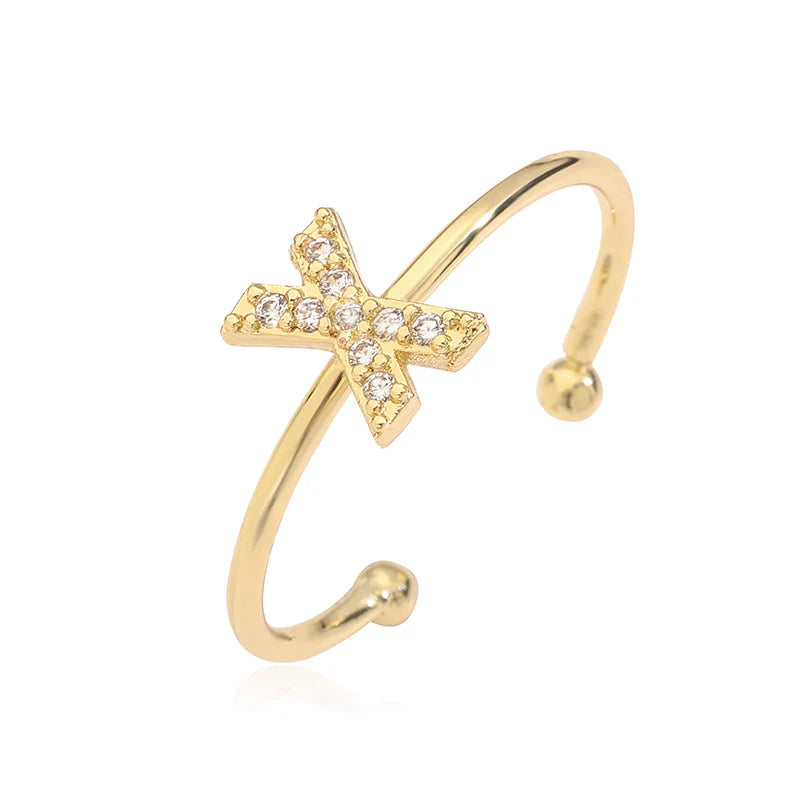 Verstelbare gepersonaliseerde ring met initiaal x