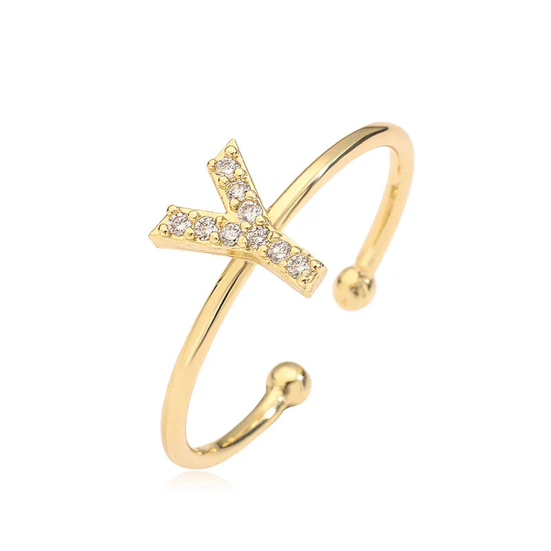 Verstelbare gepersonaliseerde ring met initiaal y