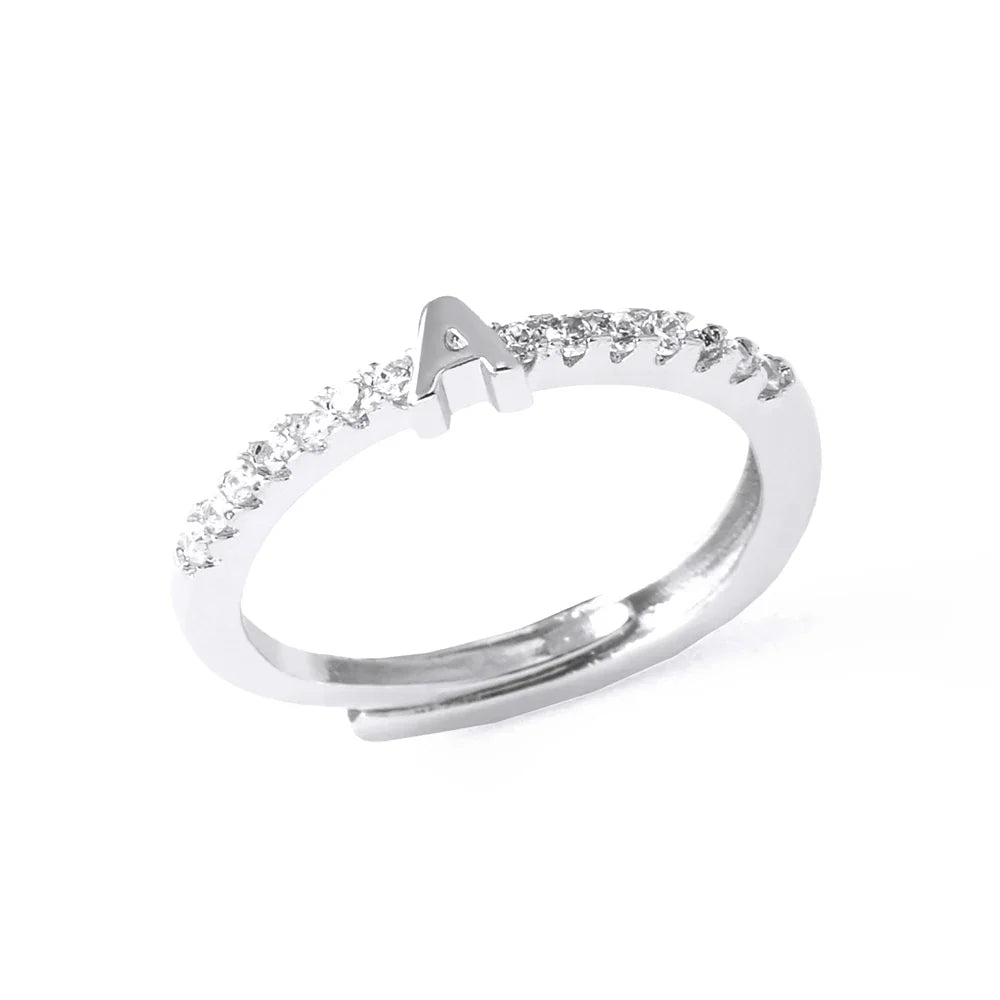 Verstelbare ring voor dames met initiaal - letter 