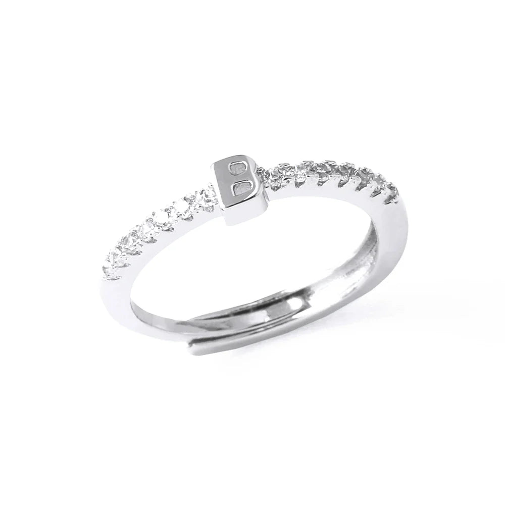Verstelbare ring voor dames met initiaal - letter 