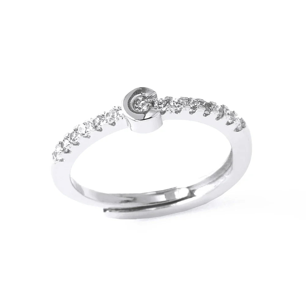 Verstelbare ring voor dames met initiaal - letter 