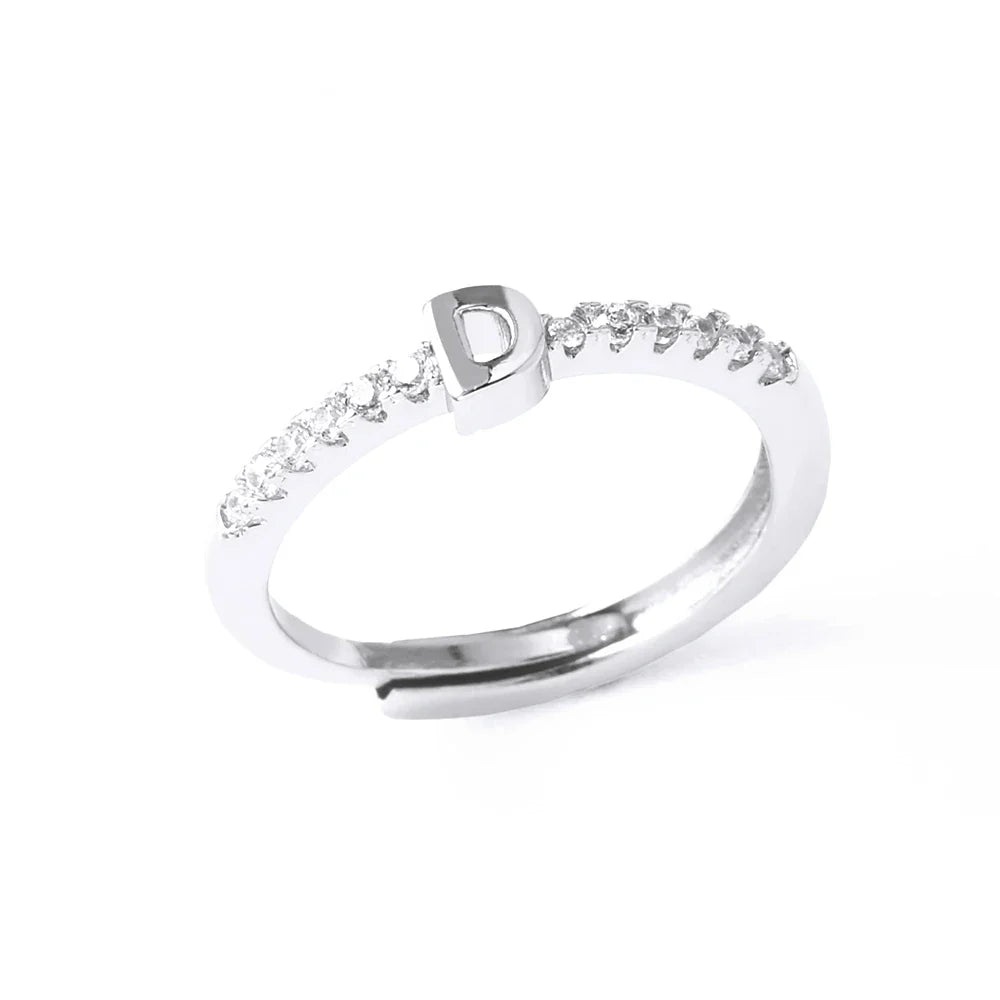 Verstelbare ring voor dames met initiaal - letter 