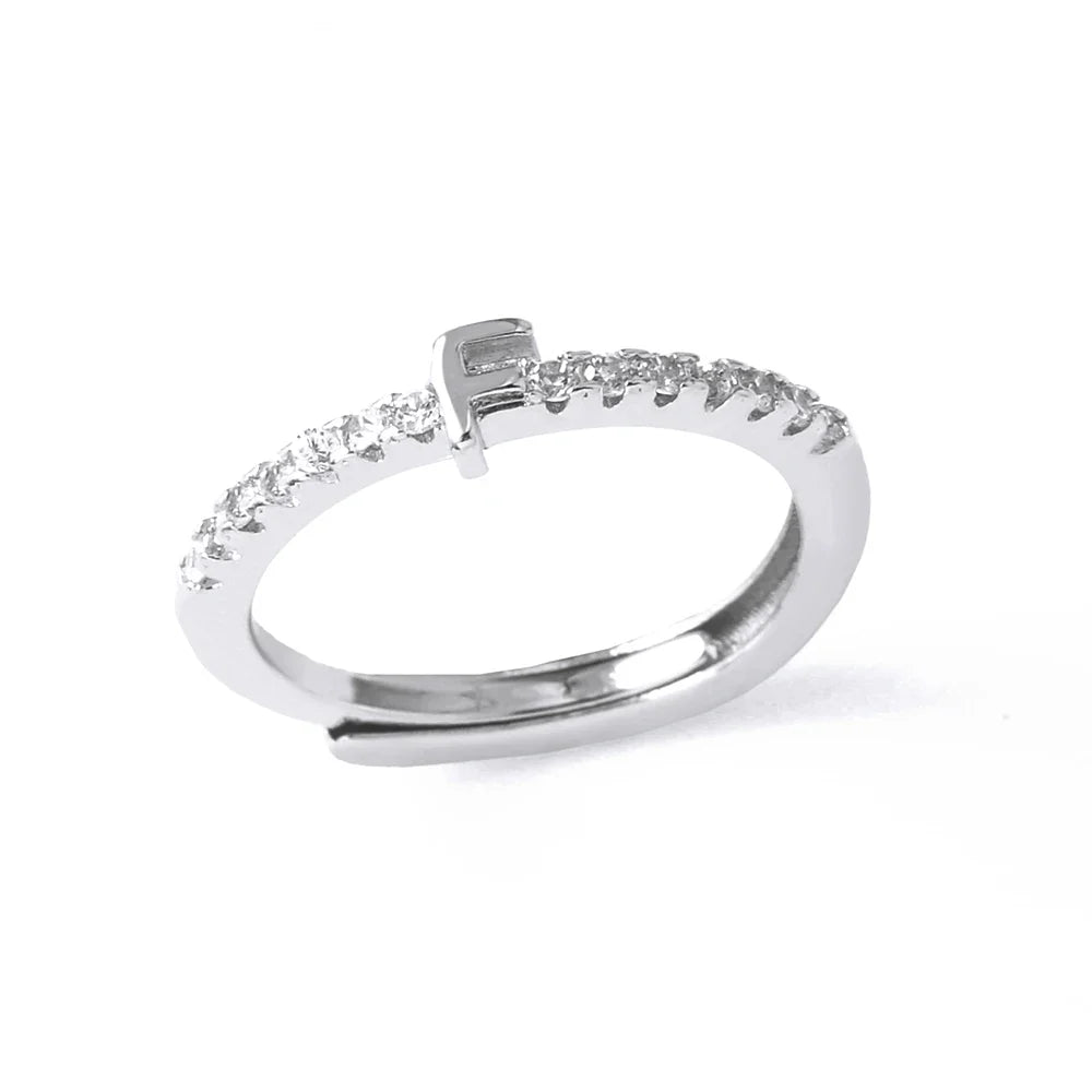 Verstelbare ring voor dames met initiaal - letter 