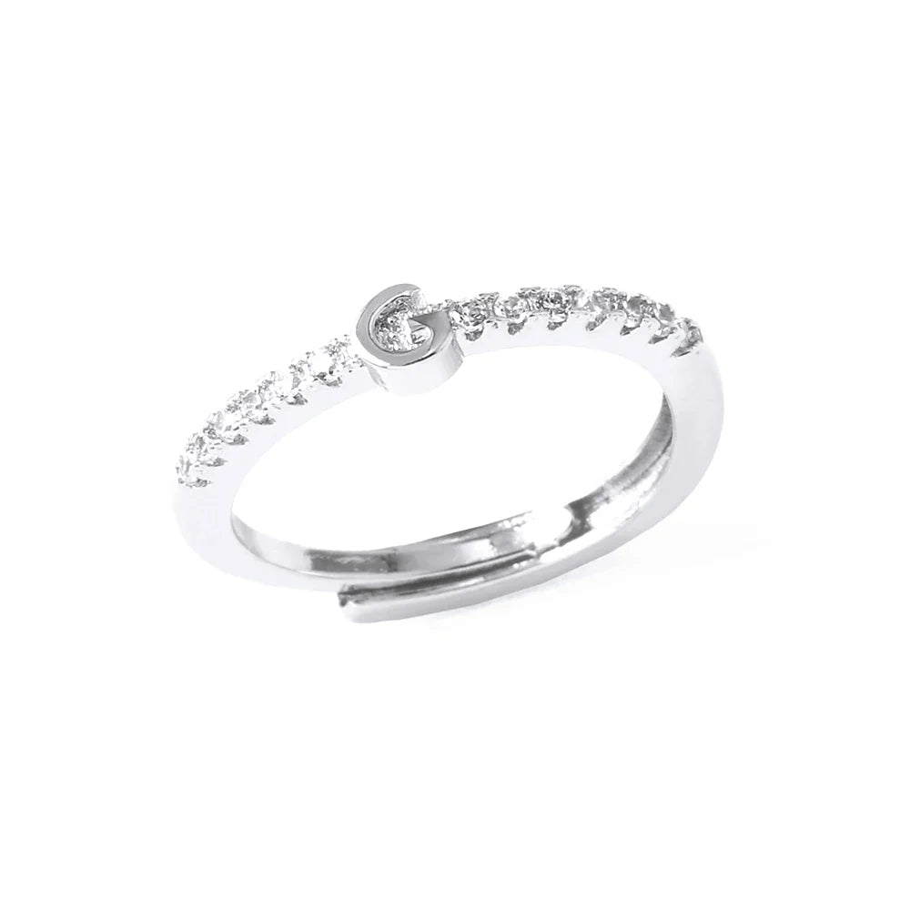 Verstelbare ring voor dames met initiaal - letter 