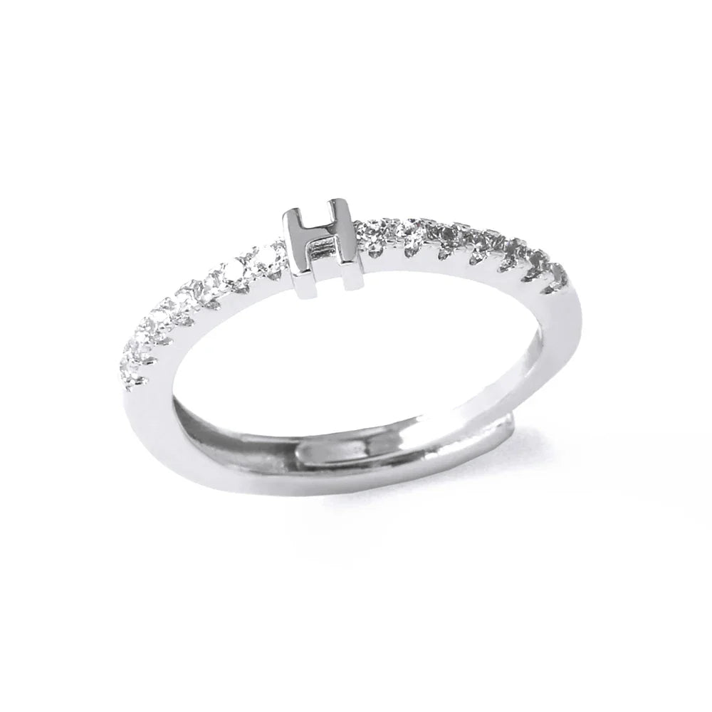 Verstelbare ring voor dames met initiaal - letter 